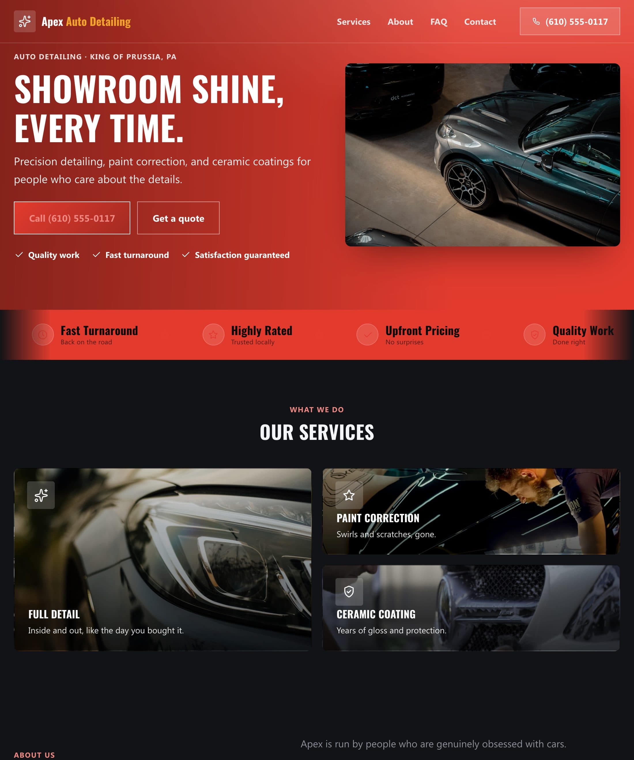 Apex Auto Detailing website built by Patsy