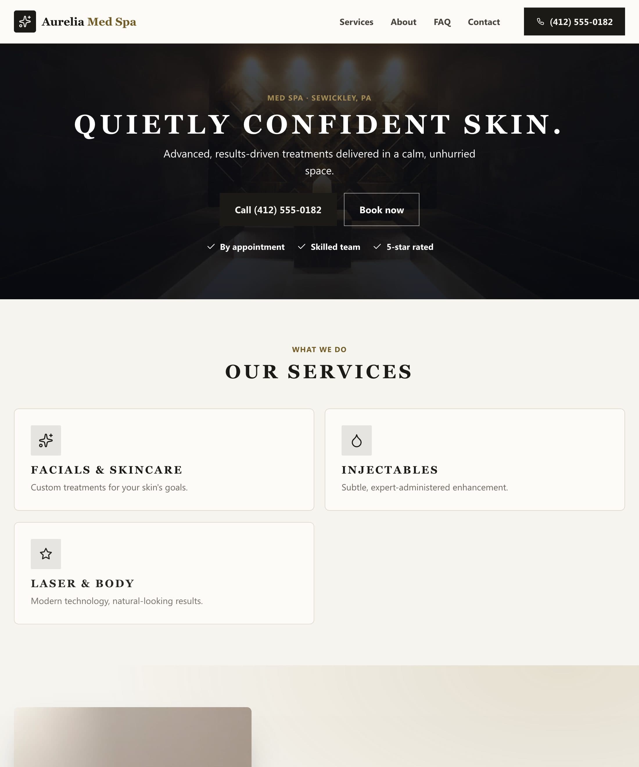 Aurelia Med Spa website built by Patsy
