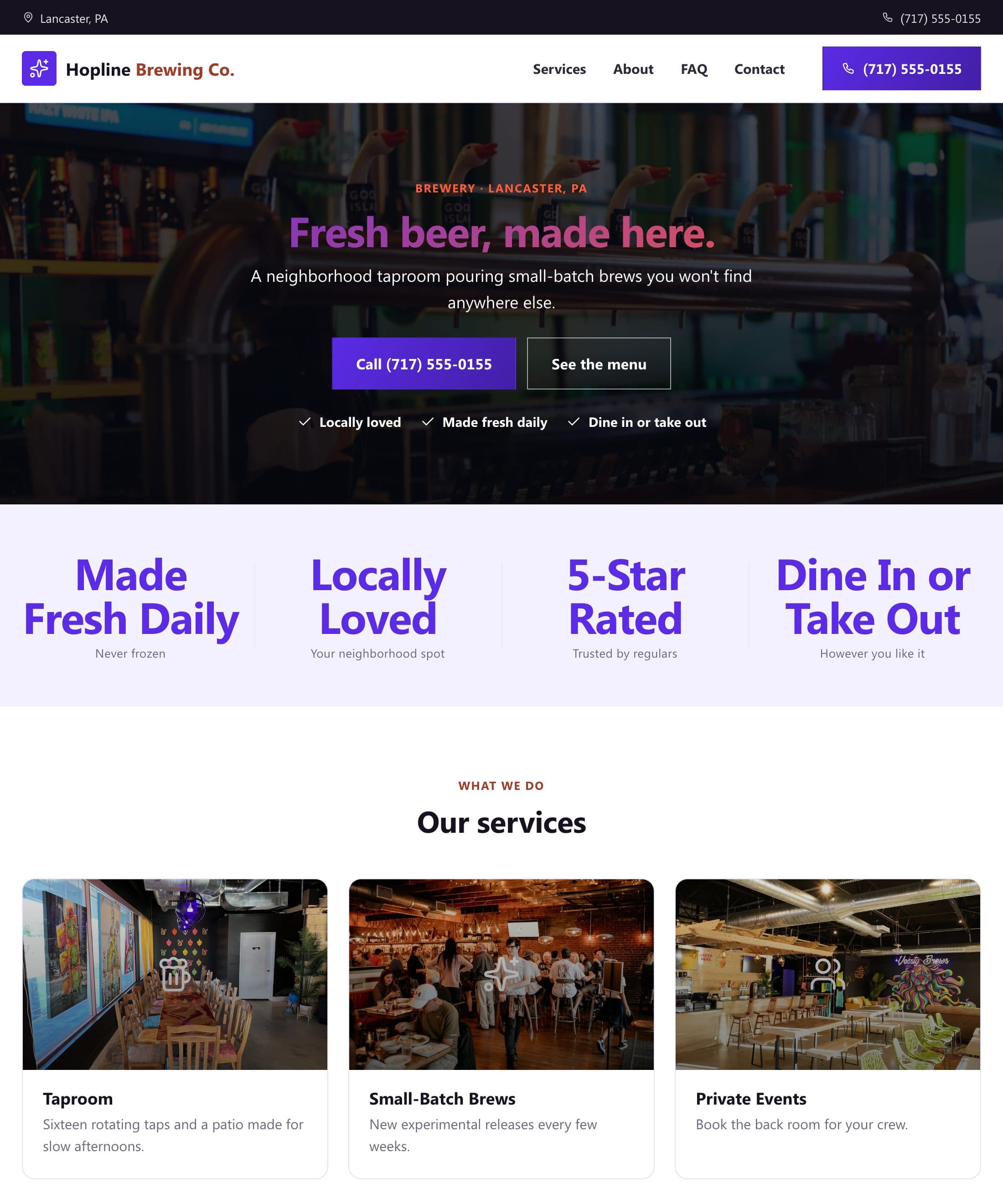Hopline Brewing Co. website built by Patsy