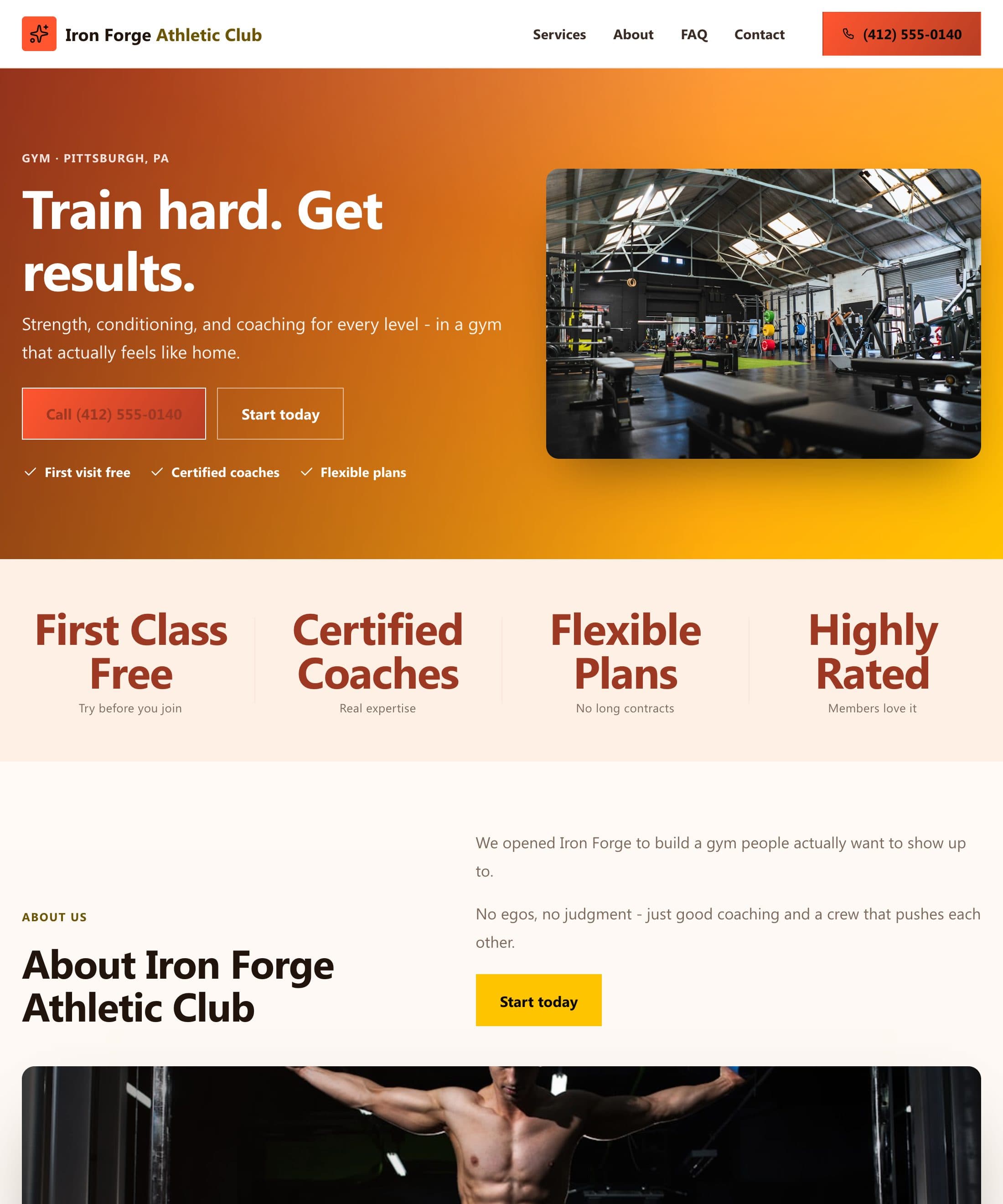 Iron Forge Athletic Club website built by Patsy