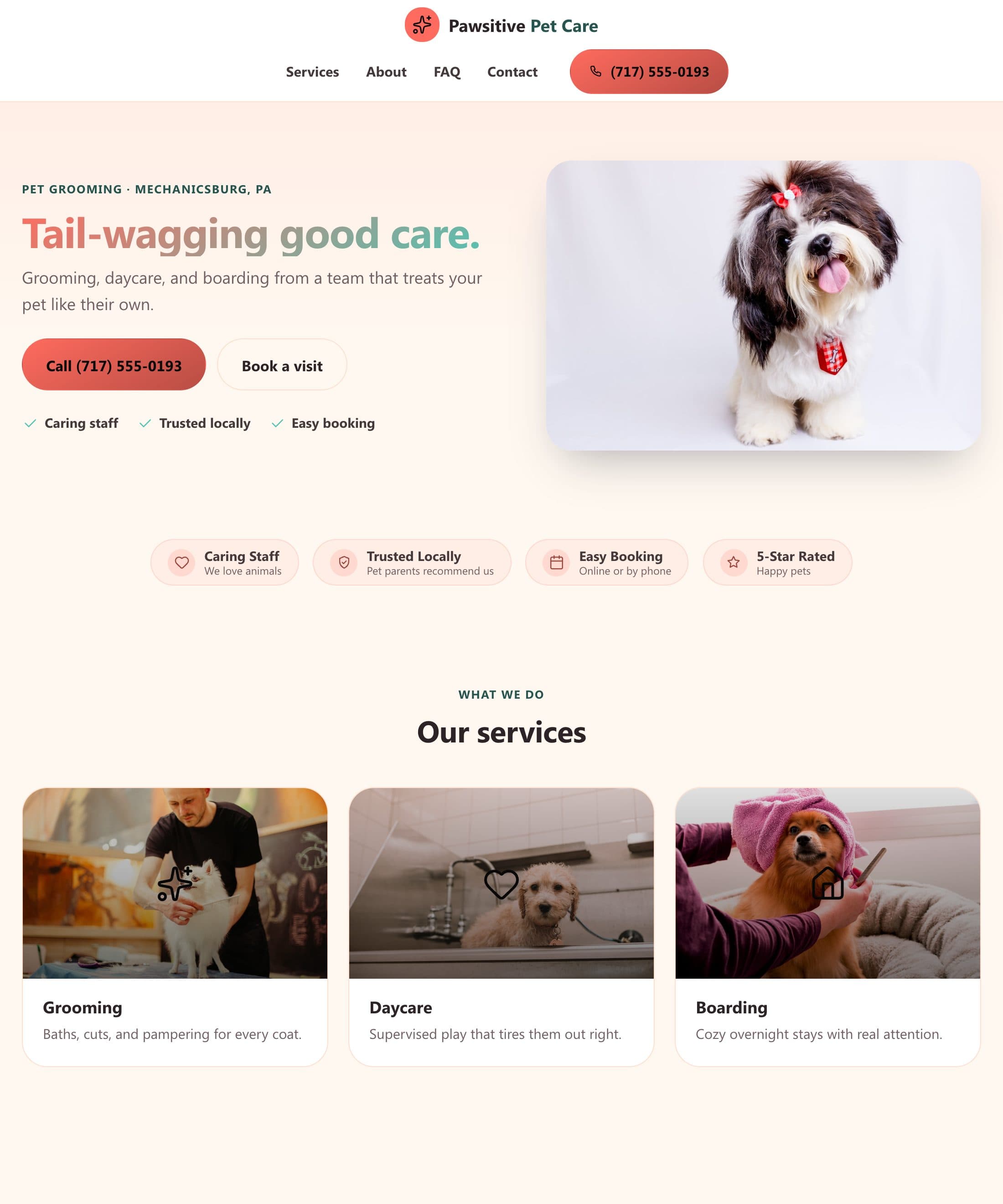 Pawsitive Pet Care website built by Patsy