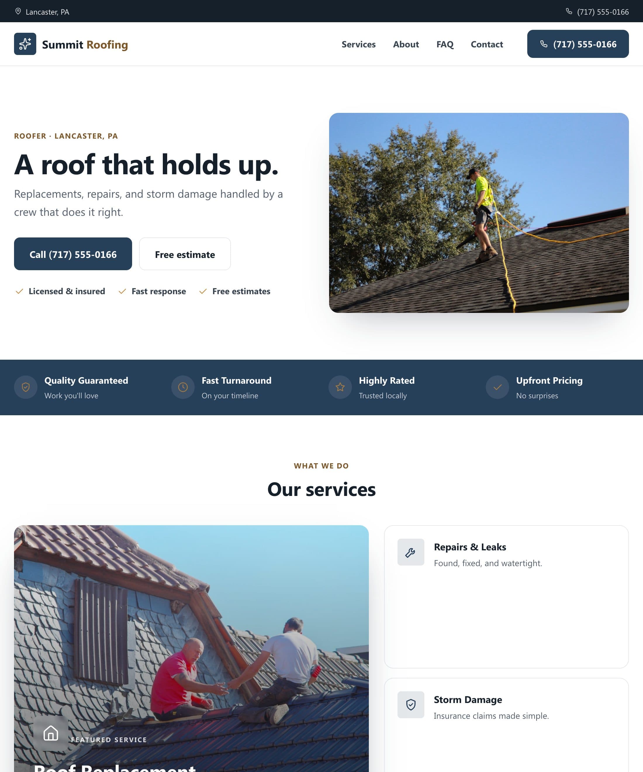 Summit Roofing website built by Patsy