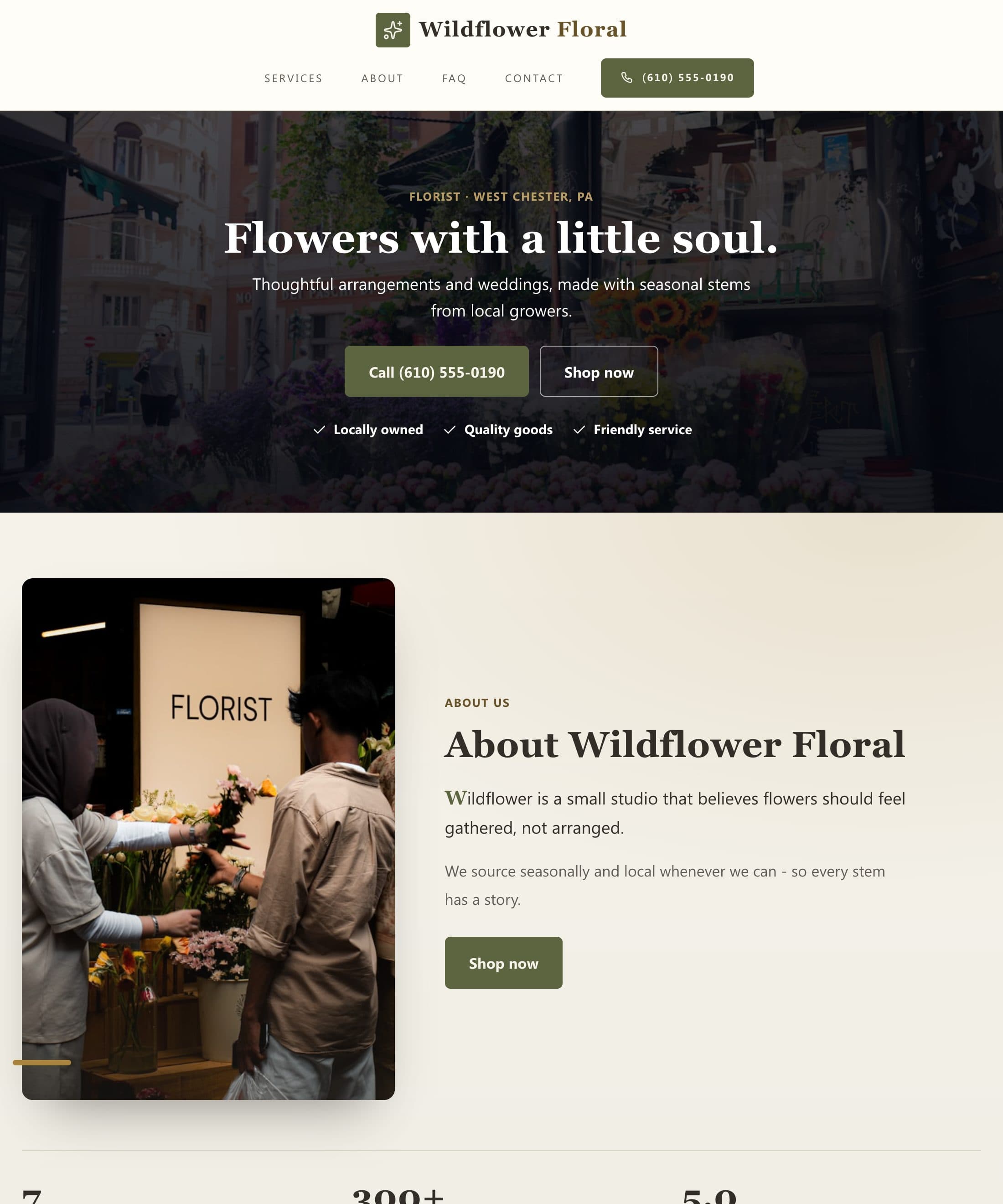 Wildflower Floral website built by Patsy